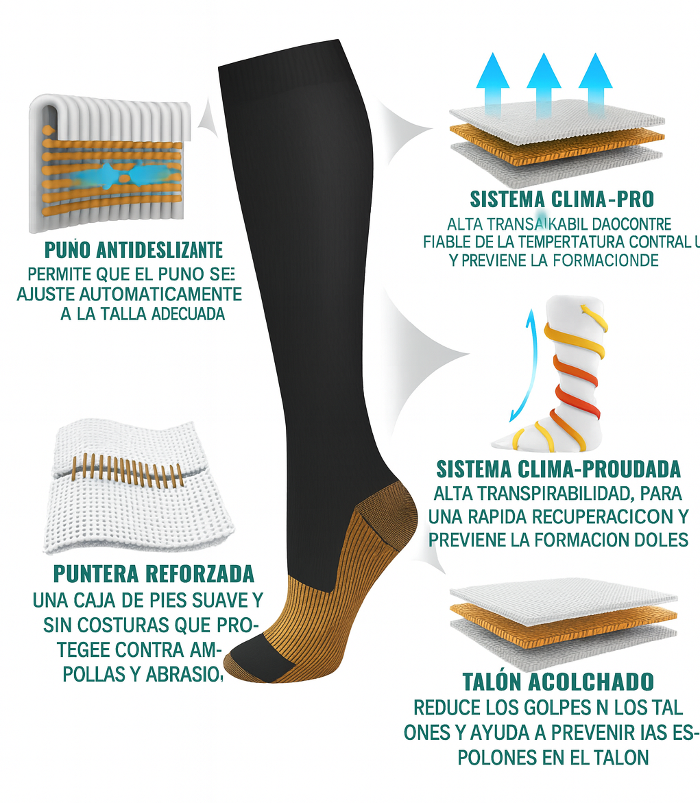 Medias de Compresión con Cobre | Alivio, frescura y mejor circulación